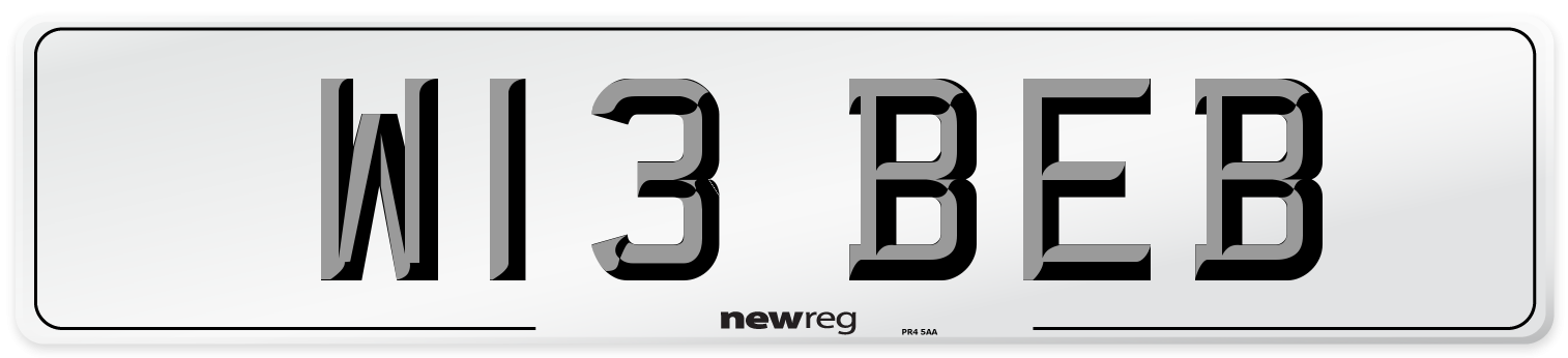 W13 BEB Number Plate from New Reg